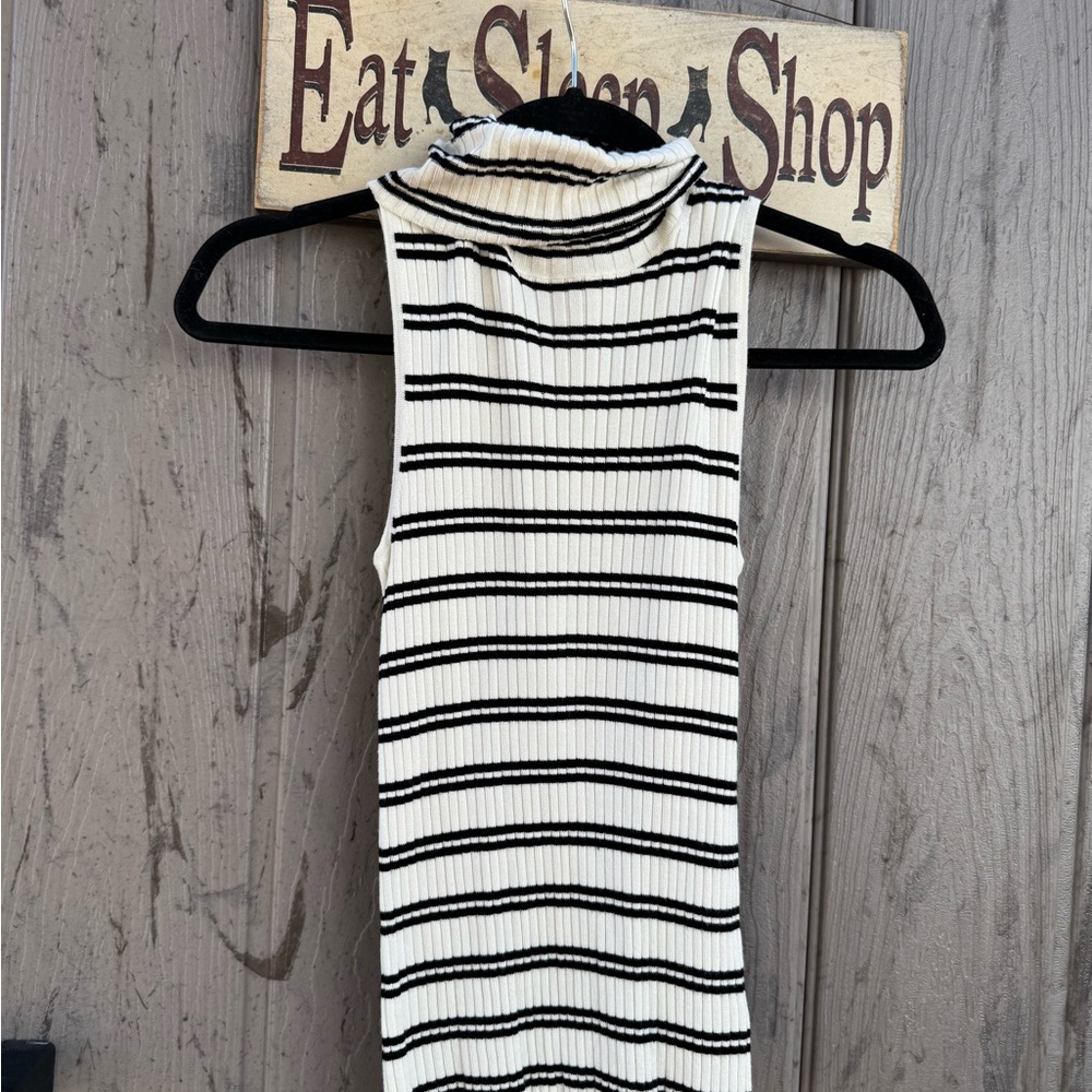 Express Black and White Striped Tank Top